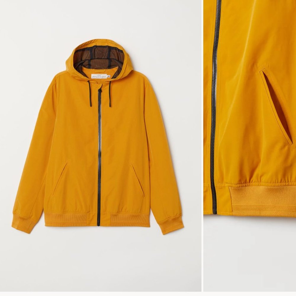 NWT H&M Windbreaker Jacket Lightweight All Season Dark Yellow